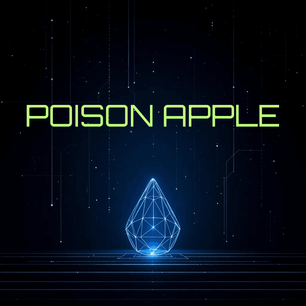 Fuzion Flavor Poison Apple vape juice label with digital graphic