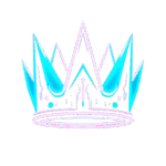 Neon crown with geometric design on dark background.